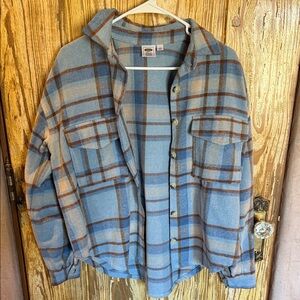 Ford Blue and Brown Plaid Flannel Jacket